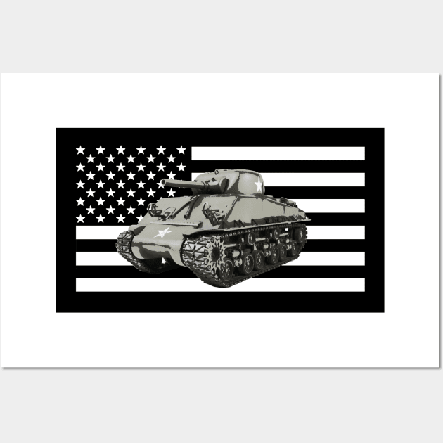 Sherman Tank WWII US Army Wall Art by Dirty Custard Designs 